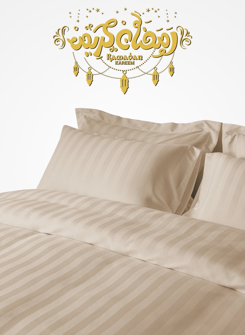 سيد المنسوجات المنزلية غطاء لحاف فندقي مفرد ونص من مايكروفايبر، يناسب سرير بحجم 200 سم × 160 سم، 4 قطع، بتصميم خطوط فندقية - Image 1